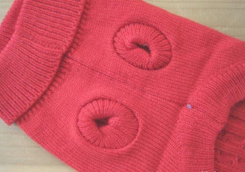 Tangpan Turtleneck Classic Straw-Rope Pro Pet Dog Sweater, Red, M