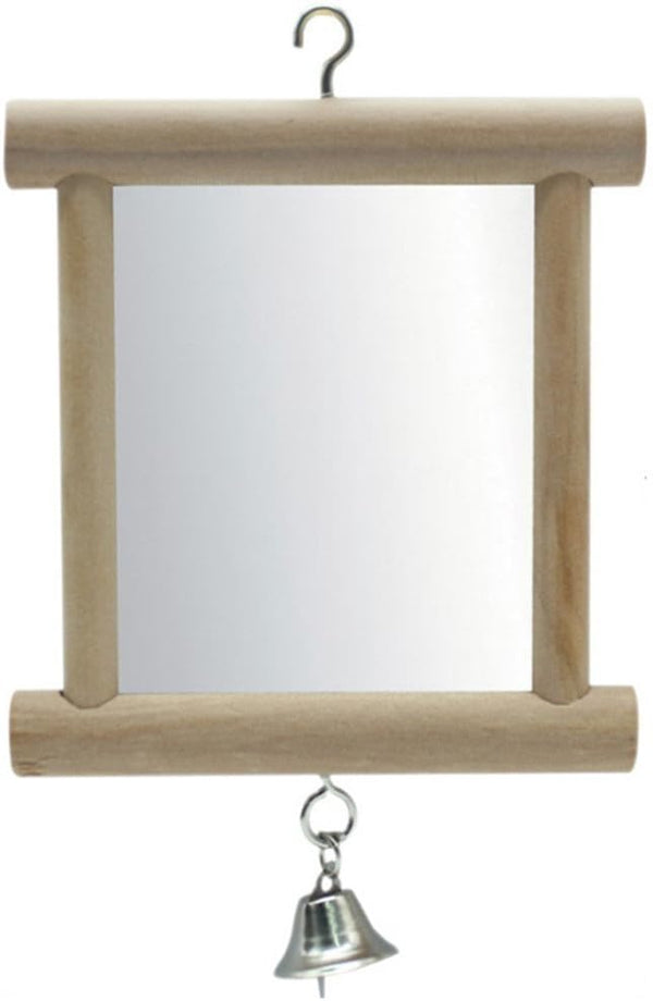 Hypeety Pet Bird Mirror with Bell Interactive Toy for Parrots, Macaws, African Greys, Budgies, Cockatoos, Parakeets,