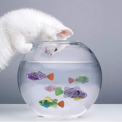 TeDDinke Swimming (6) Fish Toy for Cats,Glowing Waterproof Cat Water Toy with Adjustable Speed and Realistic