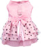 Hdwk&Hped Dog Dress with Leash Ring, Princess Multi-Layer Pleated Skirt for Small Dog Puppy Cat (Pink #1)