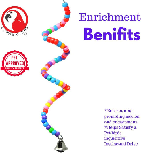 Colorful Plastic Bead Millet Holder for Parakeet, Budgie, Finch, Dove by Bonka Bird Toys 869