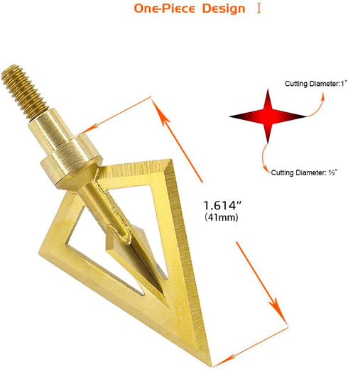 maifield Fixed Blade Broadheads, One-Piece 100/125 Grain, 1 inch Cut Hunting Crossbow Arrow Tip, 3 Pack