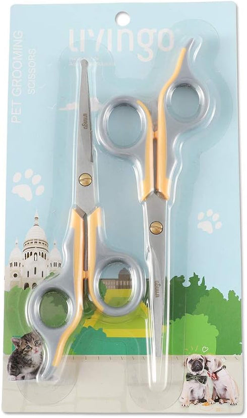 LIVINGO Professional Pet Grooming Scissors for Cats & Dogs, Titanium Coated, 2 Pack, 6.5 inch
