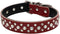 Rhinestones Dog Collar, Adjustable Sparkly Crystal Studded Genuine Leather for Small and Medium Dogs (L, Red)