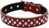 Rhinestones Dog Collar, Adjustable Sparkly Crystal Studded Genuine Leather for Small and Medium Dogs (L, Red)