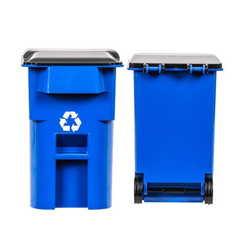 Set 4 of Mini Trash & Recycling Cans with Lid & Wheels for Wrestling Action Figures