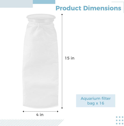 16 Pack 4 Inch Ring Filter Socks 200 Micron, Aquarium Felt Filter Bags for Saltwater and Freshwater