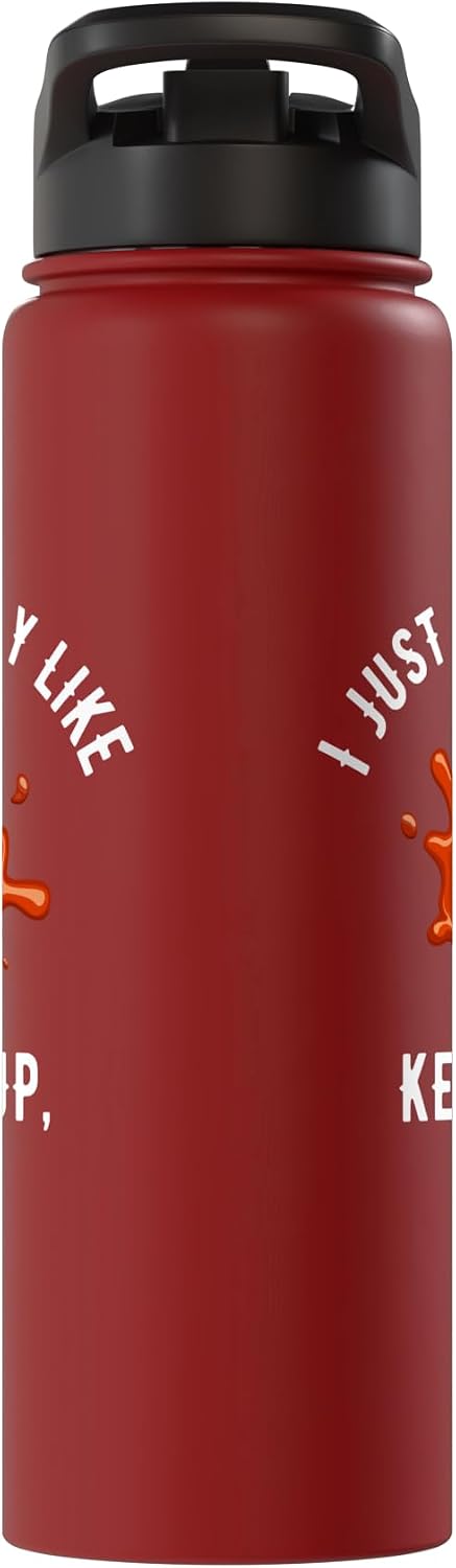 I Just Really Like Ketchup, OK? 20 oz, Ketchup Enthusiast's Stainless Steel Insulated Water Bottle - Red
