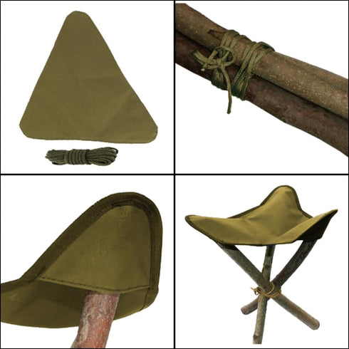 3 Backpacking Tripod Stool Cloth Chair, Mini Folding Camping Stool Portable Legs Super Compact Canvas Seat for Outdoor