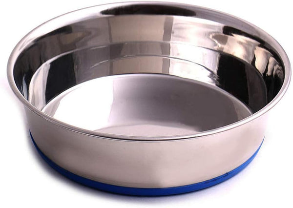 Max and Neo Heavyweight Non-Skid Rubber Bottom Stainless Steel Dog Bowl - Small 32oz, 6.5" Diameter, We Donate a Bowl