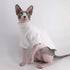 Winter Thick Cotton T-Shirts for Sphynx Cats, Double-Layer Pullover Kitten Shirts with Sleeves, White (M 5.5-7.1 lbs)