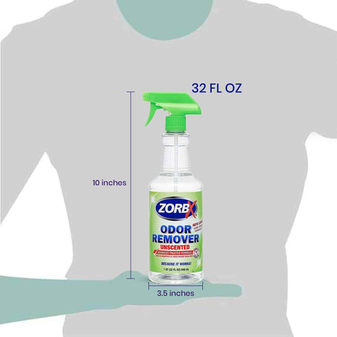 ZORBX Unscented Odor Remover Spray - Advanced Trusted Formula & Fast-Acting Odor Eliminator for Pets (32oz)