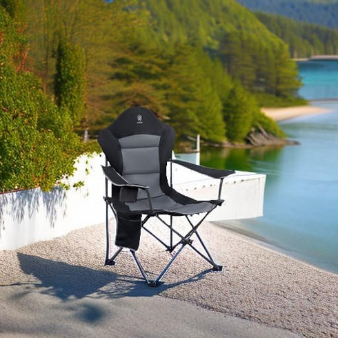 2 Pack EVER ADVANCED Folding Camping Chair with High Back Padded Oversized Portable Lawn Chairs Lightweight Sturdy