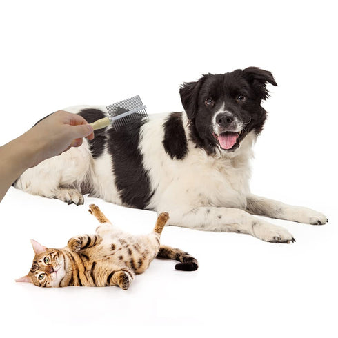 Wooden Handle Grooming Comb for Dogs and Cats - Double-Sided Pet Grooming Tool