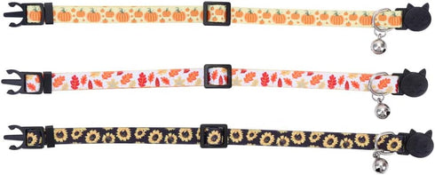 Lamphyface 3 Pack Thanksgiving Day Cat Collar, Breakaway Bell Adjustable Safety for Kitty