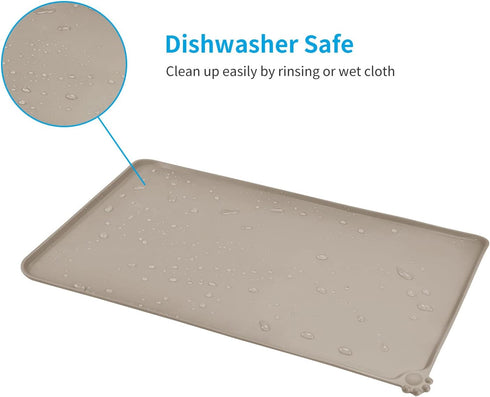 AUDWUD Silicone Waterproof Pet Feeding Mats, Anti-Slip Bowl Pad for Dog Food and Water