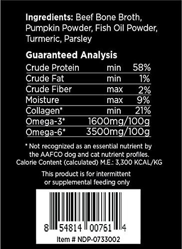 Nature's Diet Pet Bone Broth Protein Powder with Pumpkin, Fish Oil and Turmeric, 16 oz