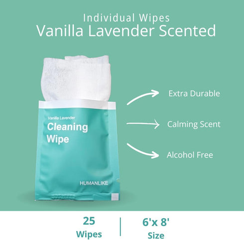 Vanilla Lavender Scent Dog Poop Bags Rolls (12 rolls) & 25 Individual Pet Wipes - 2 in 1 Cleaning Kit