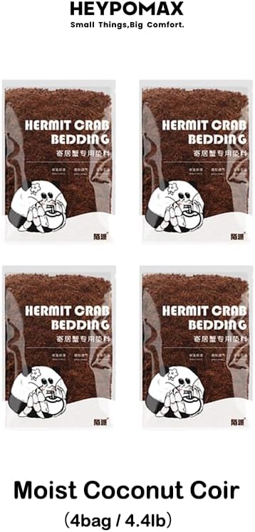 HEYPOMAX 100% 4bag) Hermit Crab Bedding with Humid Coconut Soil Natural, Soft & Safe, Ideal for Tanks and Terrariums