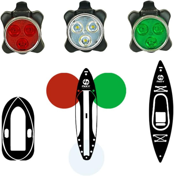 NIXY Kayak and SUP LED Navigation Lights, Rechargeable with 4 Flashing Modes for Boats, Canoes