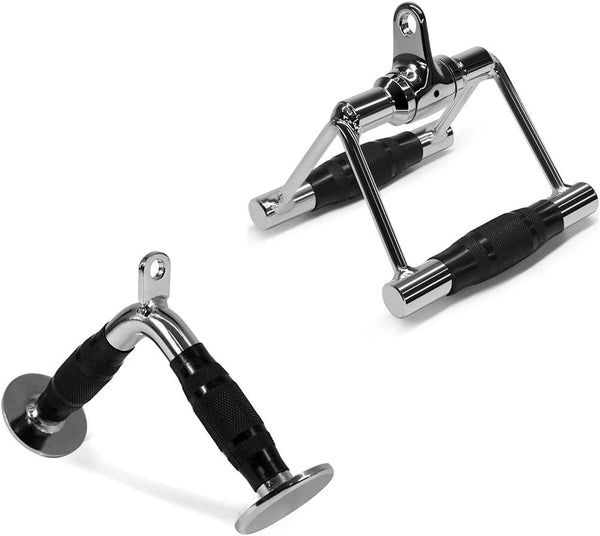 Yes4All Tricep Press Down Cable Machine Attachment Set, V-Shaped Bar, LAT Pull Down Straight Bar for Home Gym