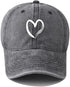 Women's Vintage Washed Baseball Cap | Adjustable Cute Heart Graphic Cotton Dad Hat
