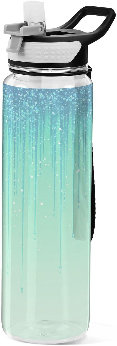 siphylline 30 oz Blue Mint Green Glitter Sparkling Simply Modern Water Bottle Tritan