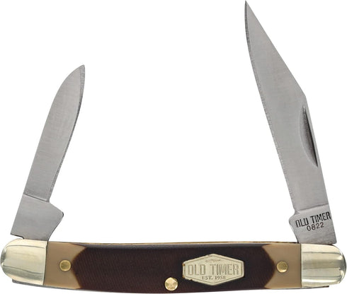 Old Timer 104OT Small Canoe, 4.7in Stainless Steel Traditional Folding Pocket Knife with Clip Point and Drop Point