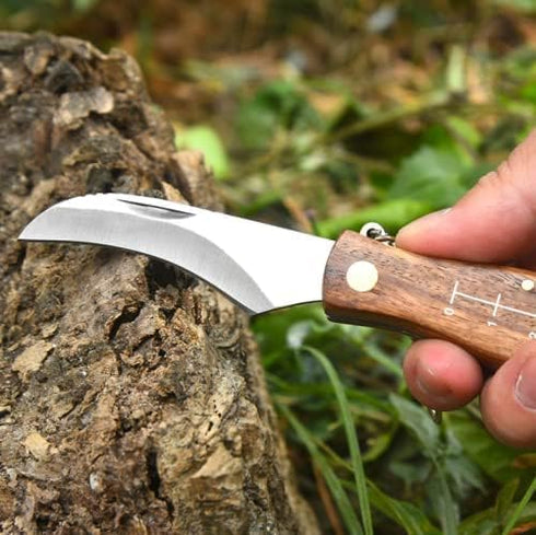 Mushroom Knife with Brush and Foraging Bag Kit, Folding Gardening Knife for Pruning and Harvesting