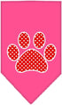 Pet and Dog Bandana Screen Printed, Red Swiss Dot Paw Yellow Small