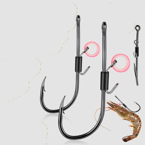 Genrico 10pcs Live Shrimp Hooks, Fishing Hooks, Live Shrimp Holder, High Strength Corrosion