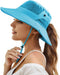 Muryobao Women Ponytail Sun Hat, Summer UV Protection Cap, Foldable Mesh Wide Brim Bucket Hat