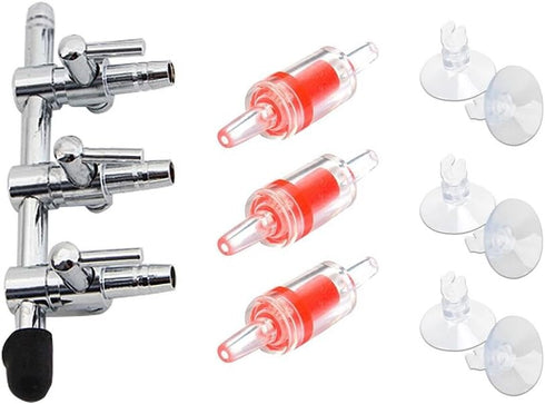 Aquarium Air Pump Splitter 10 in 1 Set, 3-Way Air Flow Control Valve & Suction Cups for Fish Tank