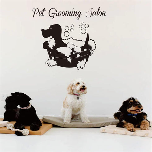 Pet Wall Sticker - Removable PVC Decals for Grooming Salon, Create a Playful Atmosphere (Black, 22"x18")