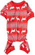 Christmas Reindeer Costume Pet Clothes for Dog Pajamas, Soft Christmas PJS, Back Length 16" Medium Red.