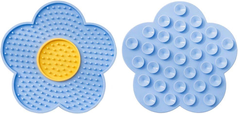 QWINEE Flower Shaped Lick Mat for Dogs Cats, Blue Slow Feeder Dog Cat Puppy Bowl, Fun Alternative for Eating
