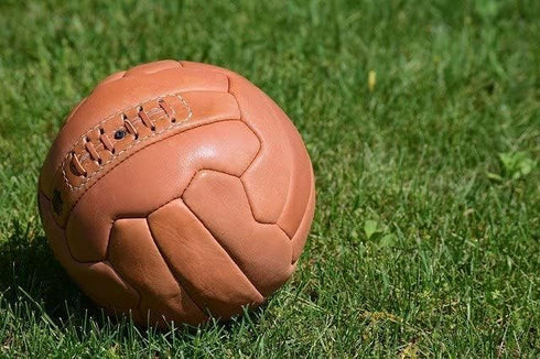 PGS Vintage Soccer Ball Size 5, Antique Leather Football in Light Brown