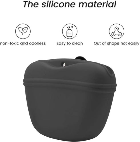 AUDWUD Silicone Dog Treat Pouch - Portable Training Container with Dog Training Clicker and Magnetic Buckle