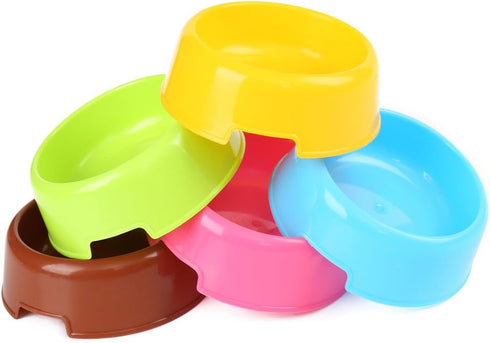 5Pcs/Set Plastic Candy Color Pet Food Water Bowl, Random Color for Cat Dog Puppy Rabbit