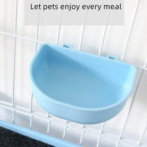 2 Pcs Rabbit Food Water Bowl, Guinea Pig Plastic Feeding Dish, Chinchilla Hanging Portable Bowl (Pink and Blue)