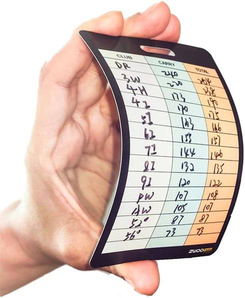 Golf Club Distance Range Cards with Holder, Back Writable Yardage Matrix Chart for Beginner to Advanced Players
