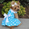 DOGGIE DESIGN Blue Polka Dot Dress with Leash & D-Ring (X-Small)