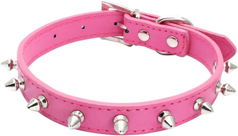 Spiked Dog Collar for Small Dogs, Mushrooms Rivet Soft PU Leather Spike Studded Cat Collar Adjustable for Mini Tiny
