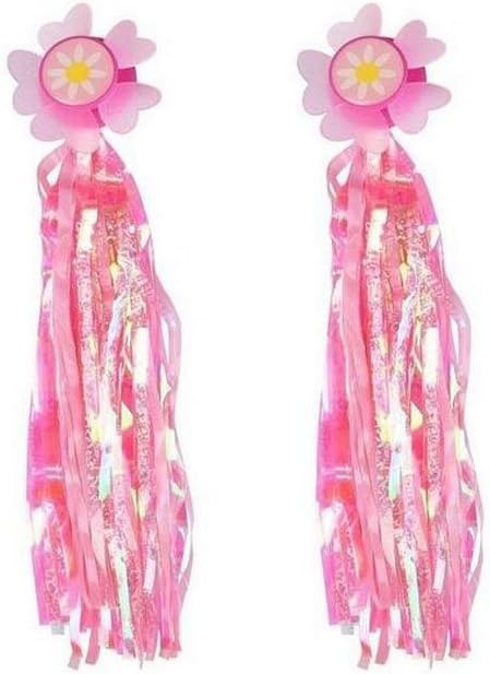 Sunflower Handlebar Streamers for Bikes and Scooters, Sparkle Pink Tassel Ribbons for Kids Bicycle Trike Grips