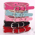 Cute Elegant Fancy Dazzling Sparkling Suede Leather 3 Rows Bling Rhinestone Crystal Small Pet Collar (Red, S)