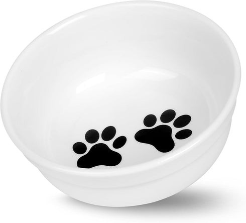 5" Ceramic Cat Bowl with Paws Pattern, Healthy Cat Dishes for Food and Water, Dishwasher Safe & Microwaveable