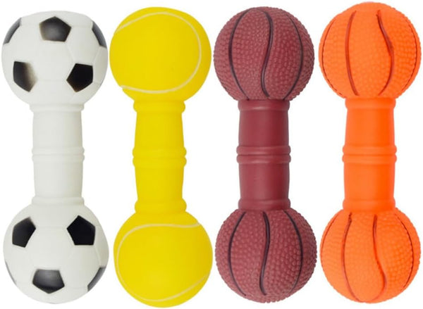 4Pcs Vinyl Barbell Dog Molar Chew Toy for Pet Dogs