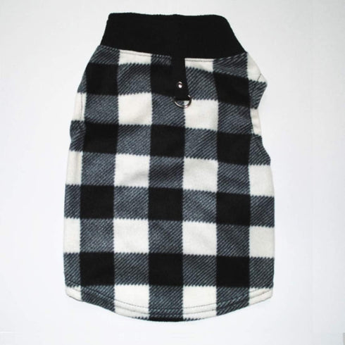 Dog Sweater, Soft Fleece Vest with Leash Ring Pullover Jacket for Small Dogs, Christmas (L, Black White)