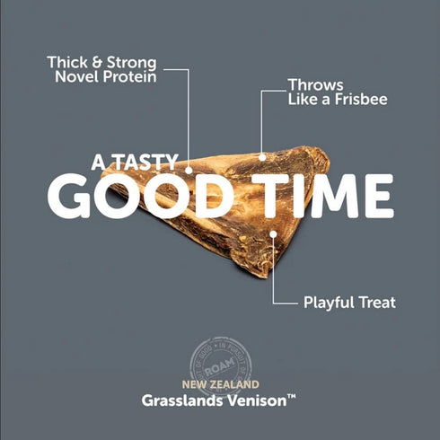 ROAM Pet Treats Bucky Chucky – Grasslands Venison Dog Bone, All Natural, Grain-Free, Gluten-Free, Single Ingredient