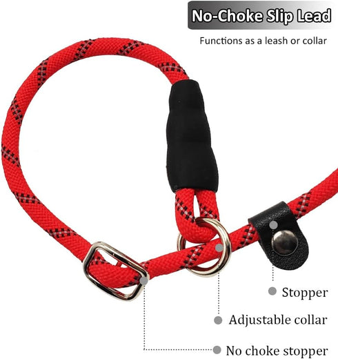 Reflective Long Slip Lead Dog Leash Anti-Choking 12FT/20FT/30FT/50FT Rope Training Leash for Medium Dogs Small Puppy Pets